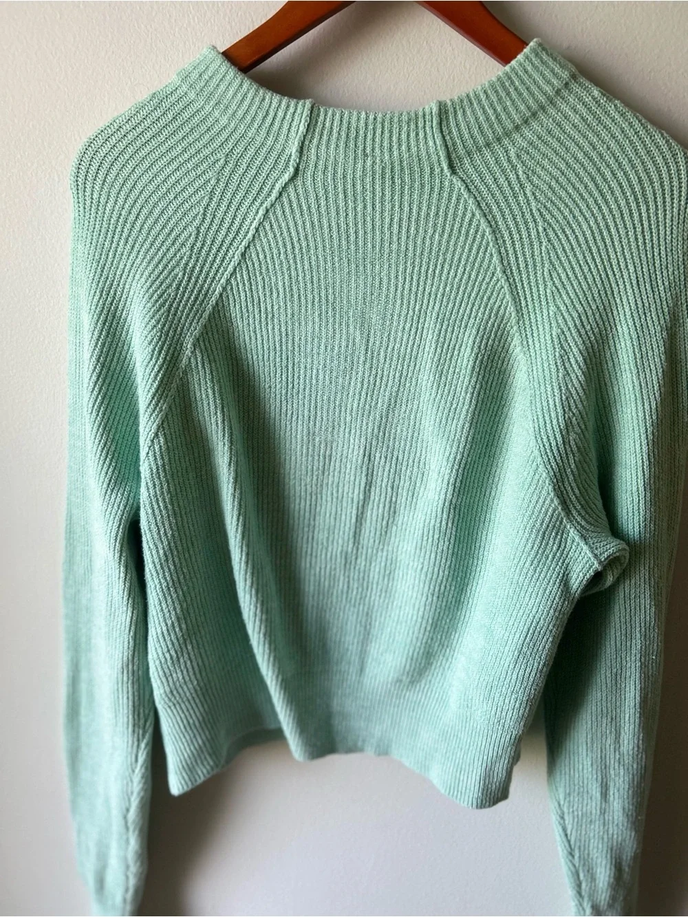 Free People Mint Green Ribbed Turtleneck Sweater